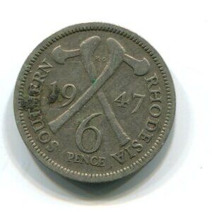 1947 Southern Rhodesia 6p Coin (b757-20)